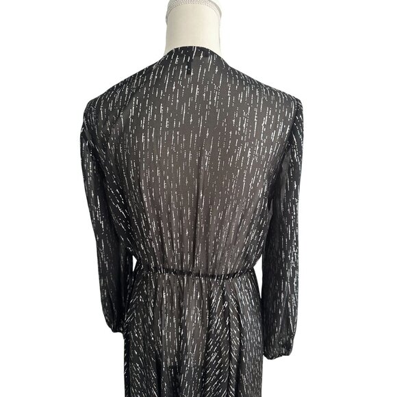 MAJE Black Sheet Metallic Long Sleeve Black Maxi Dress Size 40 / US Large - Picture 8 of 10